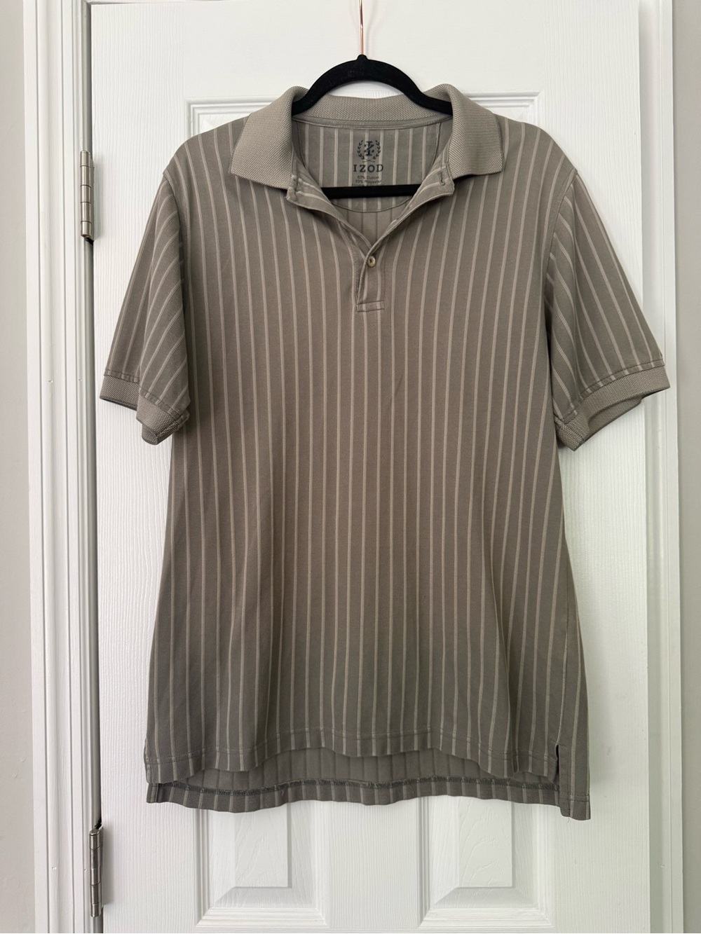 IZOD Olive Striped Performance Polo Shirt Men’s Medium